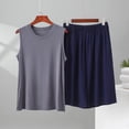 thumbnail image 2 of BaoFuBaoMei Pajamas for Men 2 Piece Set Big and Tall Crew Neck Lounge Sets Tank Top and Shorts Sleepwear Sets Comfy Soft Loungewear with Pockets, 2 of 5