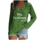thumbnail image 1 of KIHOUT - Blusas casuales para mujer, liquidación 2024, moda clásica, estampado de letras, cuello en V, blusas básicas holgadas, camisetas de manga larga, blusas tipo túnica para otoño, 1 of 4