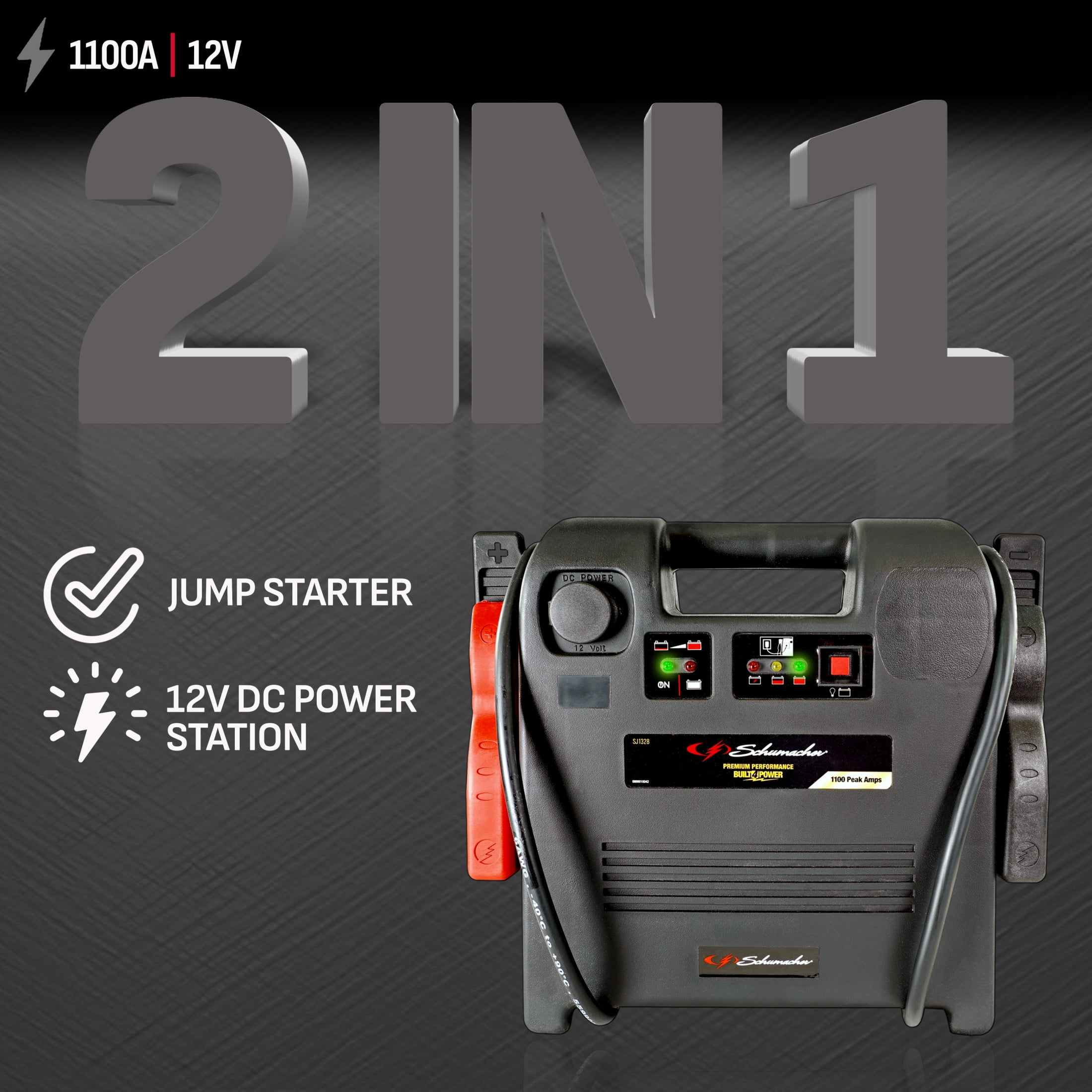 Schumacher Electric 1100A Car Battery Jump Starter and Power Station, 12V DC Charging, 12V Sport, Auto, and Marine Batteries, SJ1328