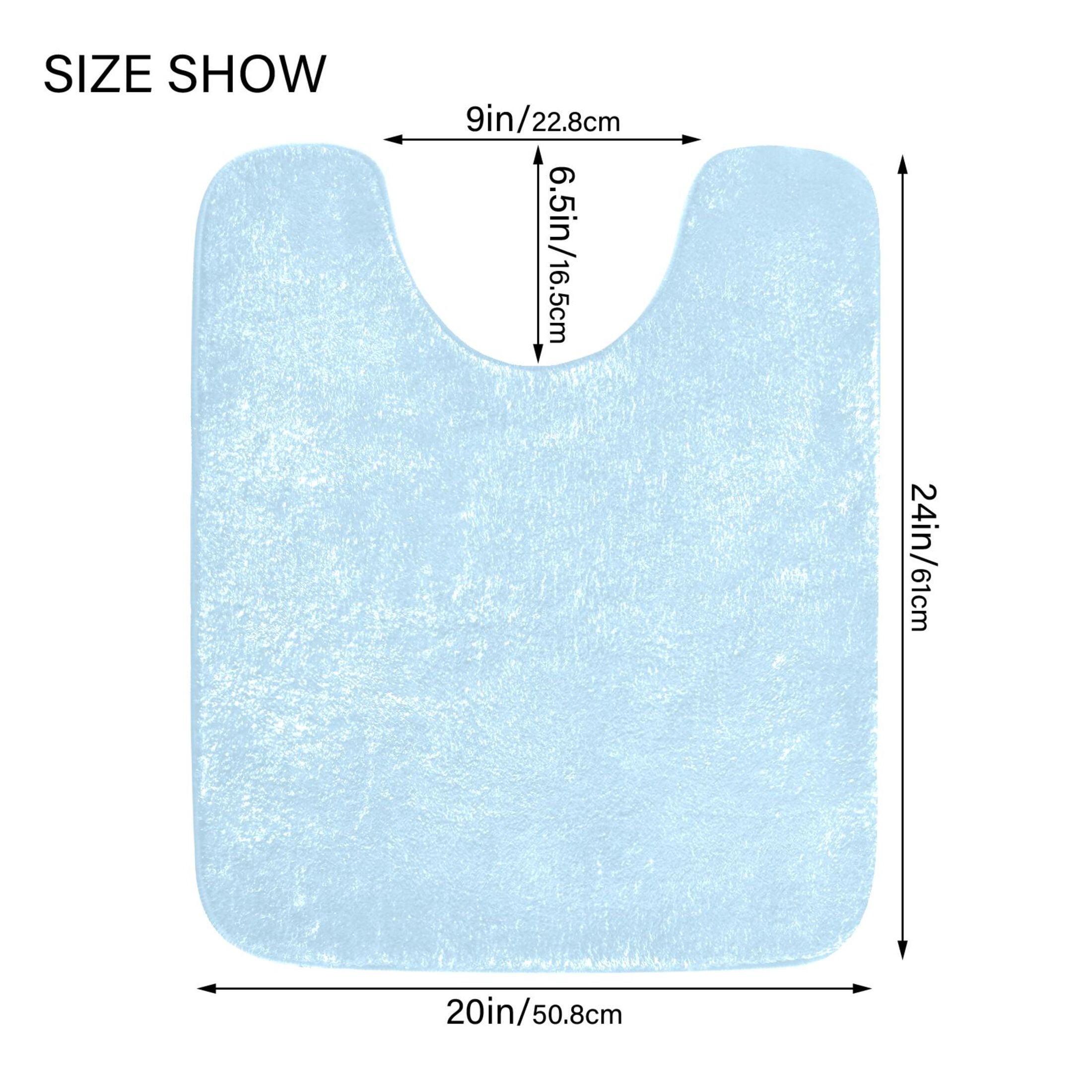 Toilet Rug Set Non-Slip Bathroom Rugs Soft Plush Machine Washable Contour Bath Mat Baby Blue 24x20/24x16