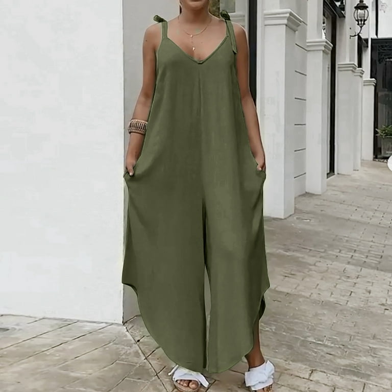 Irregular flared sleeve knot side wide leg jumpsuit cheap