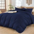 thumbnail image 2 of 3-PCs Duvet Cover Set, Luxury 500-Thread Count Egyptian Cotton Button Closure Quilt Cover - Queen Size ( 90" x 90" ) Inches, (Navy Blue), 2 of 4