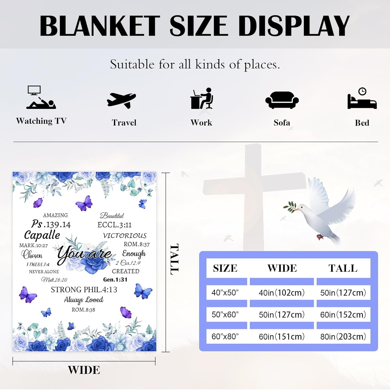 Christian Blanket Gifts for Women Faith, Birthday Religious Gifts for Women, Soft Prayers Blanket with Bible Verse Inspirational Thoughts, Get Well Soon Gifts for Women