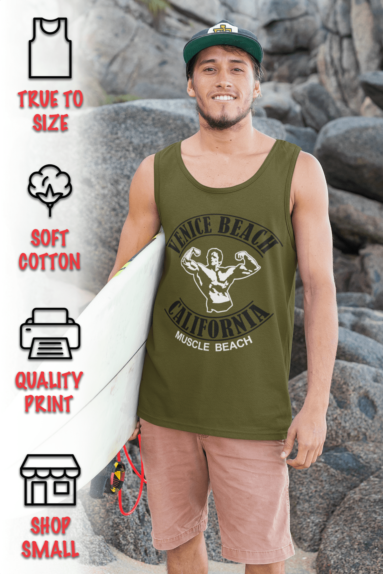 Venice Beach California Muscle Beach Shirt Top Tank Mens Graphic