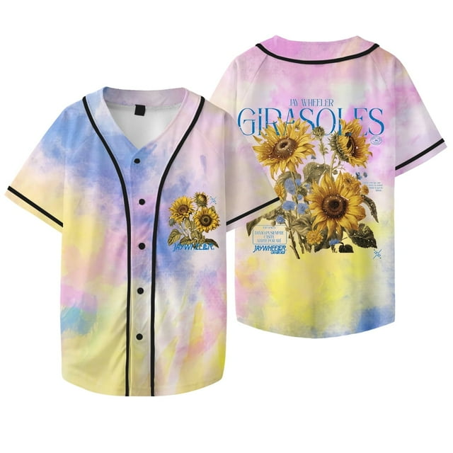 Jay Wheeler Veste de Baseball Botanique Tee Girasoles Album Merch Unisexe Col en V Manches Courtes T-Shirts, Style 9,TG