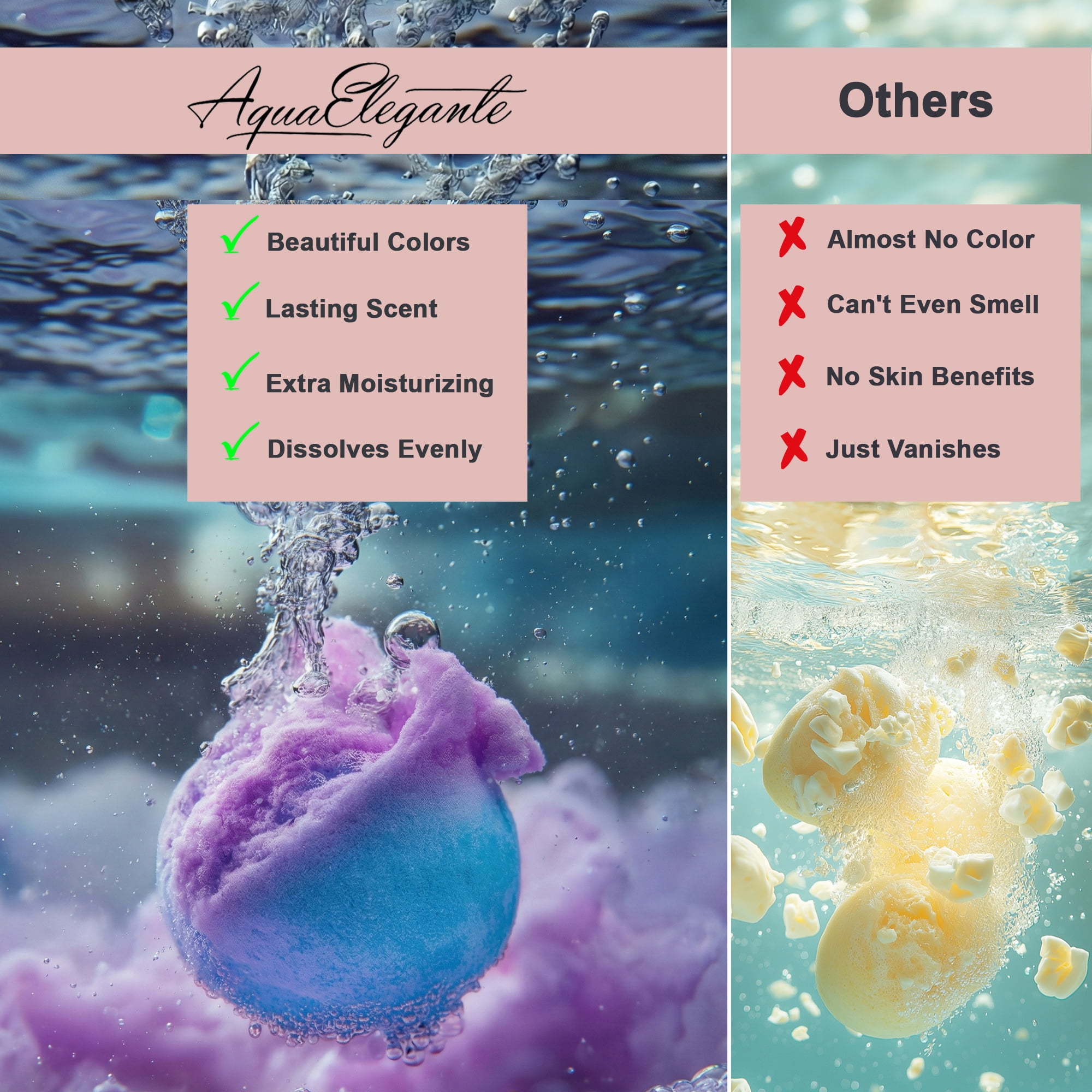 Aqua Elegante Luxury Bath Bombs For Women - Gift Set of 12 Large Bathbombs With Organic Essential Oils
