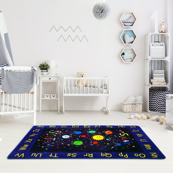Huisuilinss Kids Educational Rug For Learning Alphabet,Kids Play Mat Area Rug,Kids Rug For Playroom,Kids Carpet Floor Mat For Babies And Toddlers Classroom Playroom