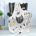 thumbnail image 4 of Cat Soft Flannel Fleece Throw Blanket, Cats Moustache Bow Tie Hat Crown Fluffy and Fish Humor Faces Graphic, Cozy Plush for Indoor and Outdoor Use, 70" x 90", Yellow Grey, by Ambesonne, 4 of 5