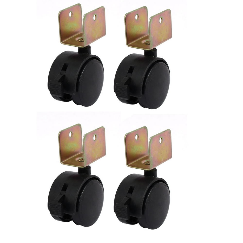 4pcs 25mm U Bracket Swivel Caster Wheel Black w Brake