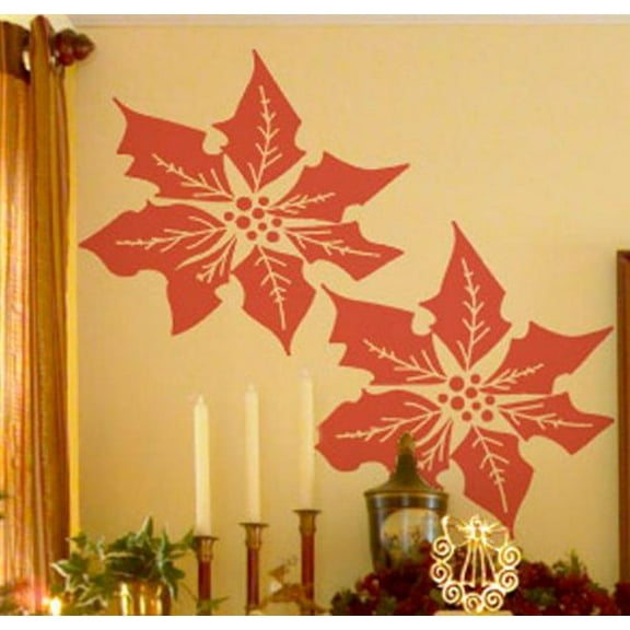 POINSETTIA'S ~ Christmas WALL OR WINDOW DECAL, 13" x 13" LOT 2