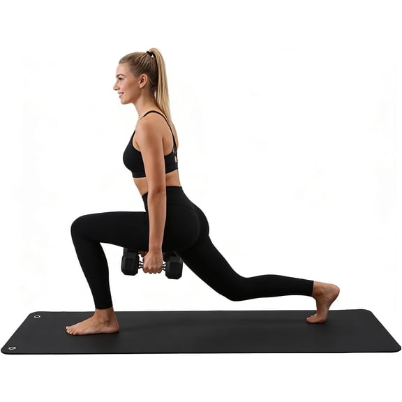 PVC Hanging Exercise Mat - 5mm Thick Wall Mounted Fitness Mat for Group Training Stretching and Low Impact Workouts - Black