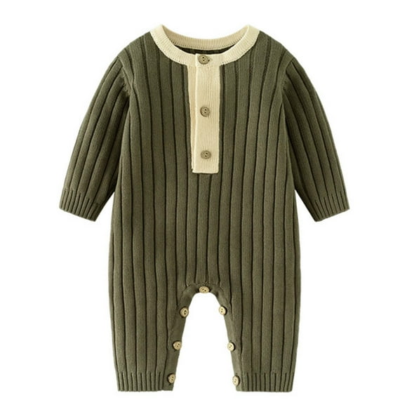 MEZZALL Tricot pour Bébé Printemps Manches Longues Fil de Coton Tricoté Chaud Nouveau-Né Quotidien, Vert, 0-3 Mois