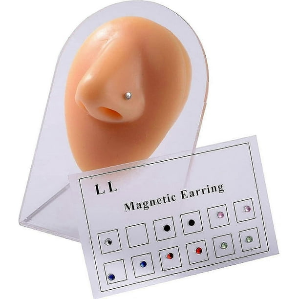 12pcs Magnetic Crystal Stud Earrings Face Magnetic Clip Non Piercing Earrings Nose Lip Ring Clip On Cubic Zirconia Tragus For Women Men Non Piercing J
