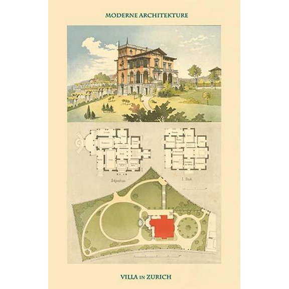 Villa in Zurich, Switzerland-Fine Art Canvas Print (20" x 30")