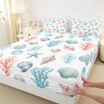 thumbnail image 4 of Manfei Cute Starfish Queen Sheets,Kawaii Seashell Queen Sheet Sets,White Blue,4pcs,1 Flat Sheet, 1 Fitted Sheet and 2 Pillowcases, 4 of 7