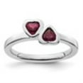 thumbnail image 4 of Auriga Fine Jewelry 925 Sterling Silver Rhodolite Garnet Double Heart Ring Size 7 for Women, 4 of 6
