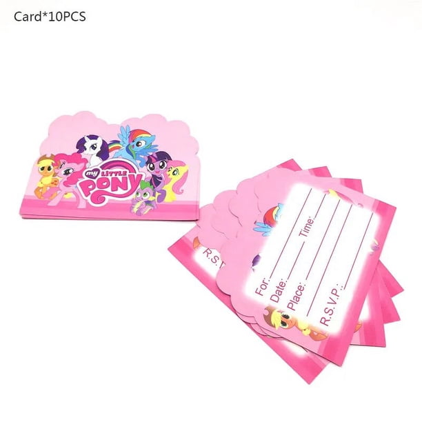 Juego de vajilla con temática de poni rosa para niños y niñas, servilleta, Taza y plato, suministros de decoración de recuerdo de fiesta, feliz cumpleaños y Baby Shower