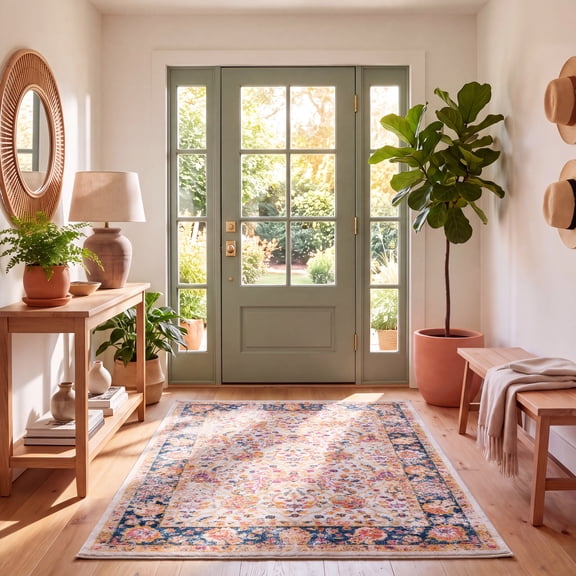Safavieh Madison Langston Floral Area Rug, Cream/Navy, 5'3" x 7'6"