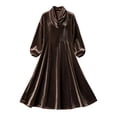 thumbnail image 6 of Jowdiw Velvet Dress for Women Plus Size Long Sleeve Cowl Neck Loose A Line Maxi, 6 of 6