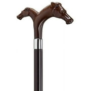 Walking Cane Unisex Double Horse Head Cane Black With Brown Derby Handle