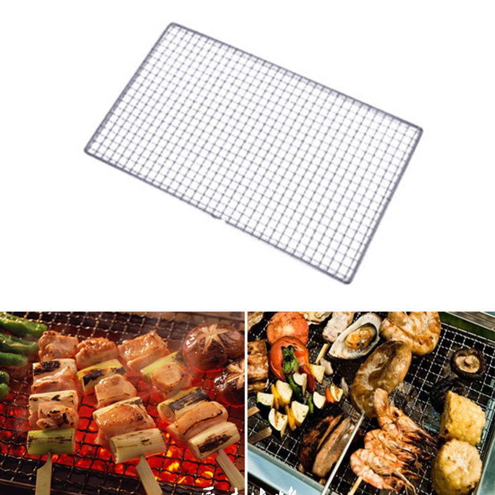 Barbecue Wire Mesh Stainless Steel Grid Square BBQ Rack Outdoor BBQ Net Grill U 