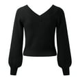 thumbnail image 6 of Duoif Sweaters for Women Trendy Women Fashion Solid Color Long Sleeve V Neck Loose Knit Pullover Sweater Women's Sweaters Womens Tops Black L, 6 of 6