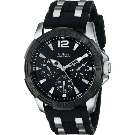 Guess Men's Watch in Iconic Black with Stainless Steel Case and Silicone Strap