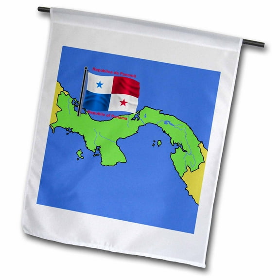 3dRose, Flag and Map of Panama with Republic of Panama printed in both English and Spanish.., 12 x 18 inch Garden Flag