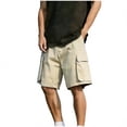 thumbnail image 3 of cllios Men's Big and Tall Cargo Shorts with Pockets Loose Fit Drawstring Waist Outdoor Short Summer Casual Shorts Beige XL, 3 of 7