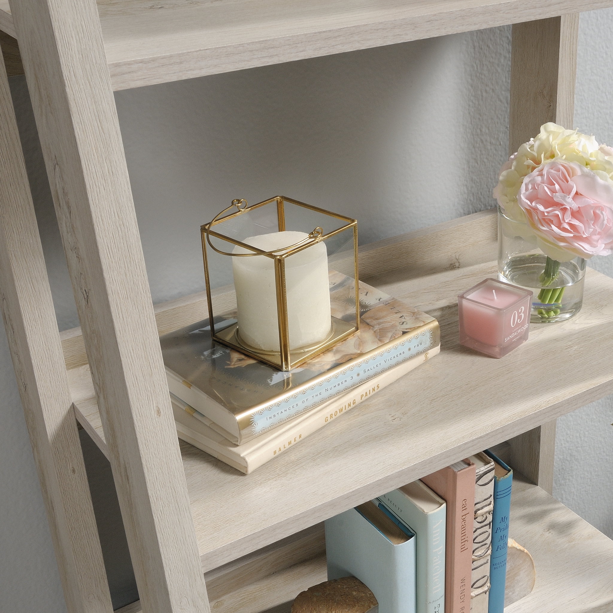 Sauder Trestle 5-Shelf Bookcase, Chalked Chestnut Finish