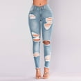 thumbnail image 3 of Aloohaidyvio Pants for Women,Fashion Women Jeans Hole Female High Waist Stretch Slim Sexy Pencil Pants, 3 of 6