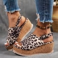 thumbnail image 2 of Dakaela Women's Wedge Platform Sandals 2.75 Inch Open Toe Slingback Espadrille Comfortable Leopard Cork Heeled Summer Beach Slides Shoes Size 6-10, 2 of 6