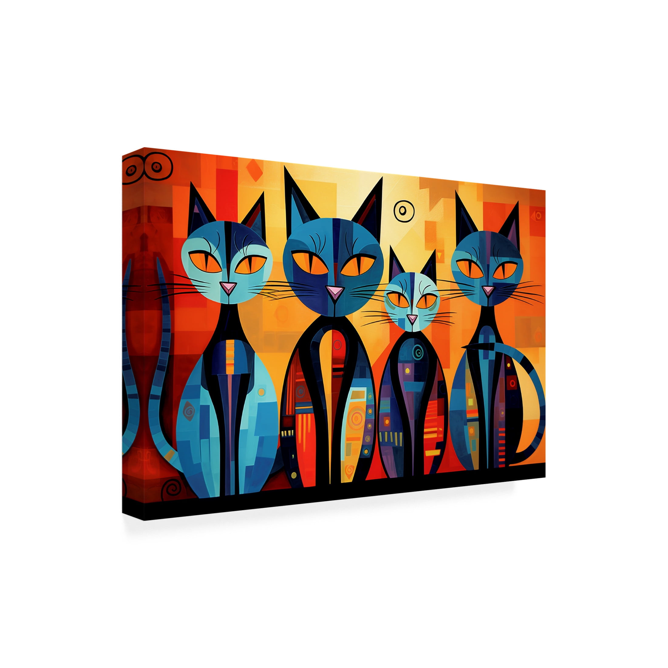 Canvas Wall Art - Ray Heere 'Colorful Cat 4' Wall Art for Living Room, Bedroom, or Office Décor by Trademark Fine Art - 24 x 16 Inches