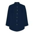 thumbnail image 5 of DDAPJ pyju Womens 3/4 Sleeve Button Down Shirts 2025 Spring Fall Solid Casual Cotton Linen Tops Lightweight Comfy Home Blouse Tees Limited Time Sales Navy XXL, 5 of 6