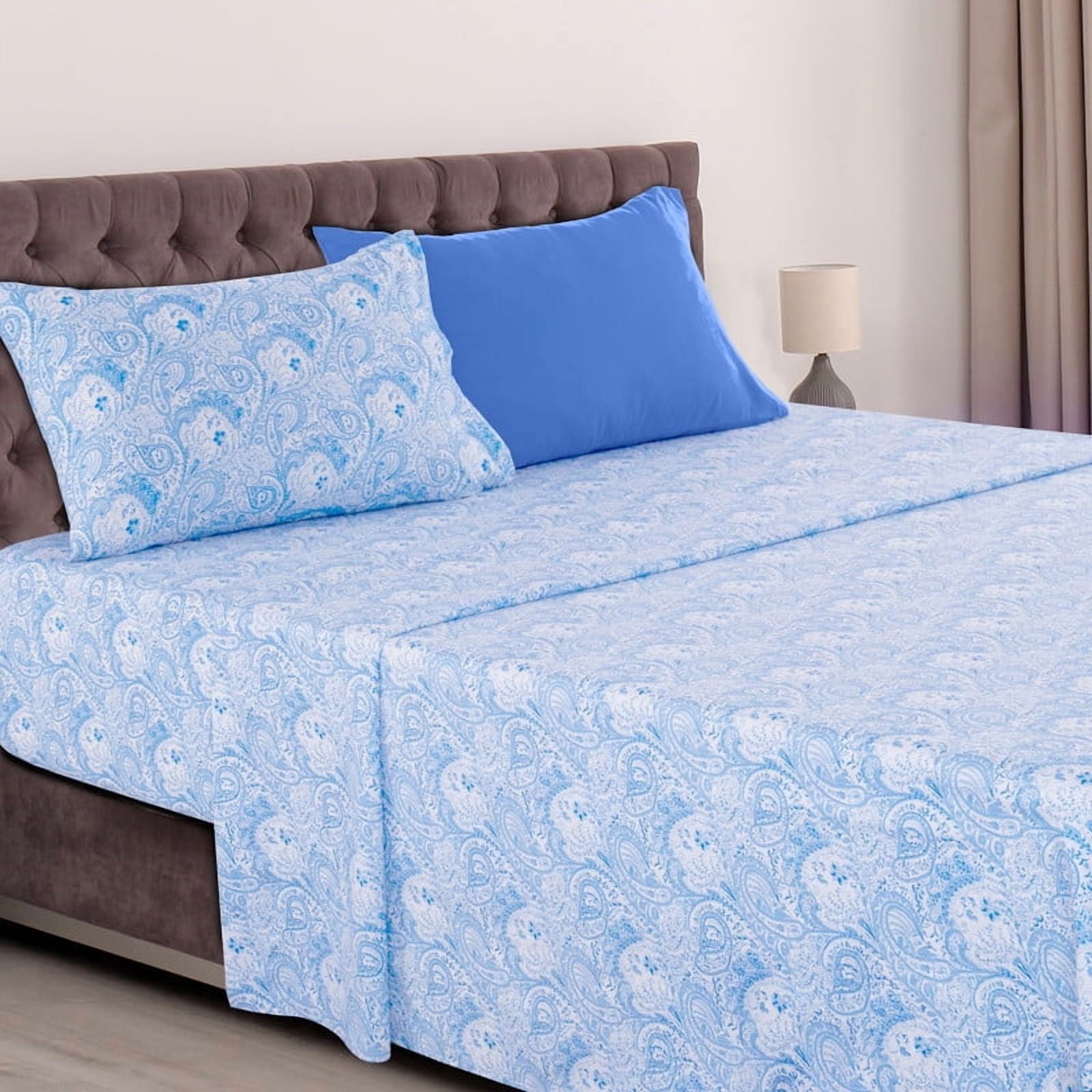 Home Collection Deals Lux Decor Collection Microfiber Twin Bed Sheets Set, 4 Pc Bedding Sheet Set - White Blue