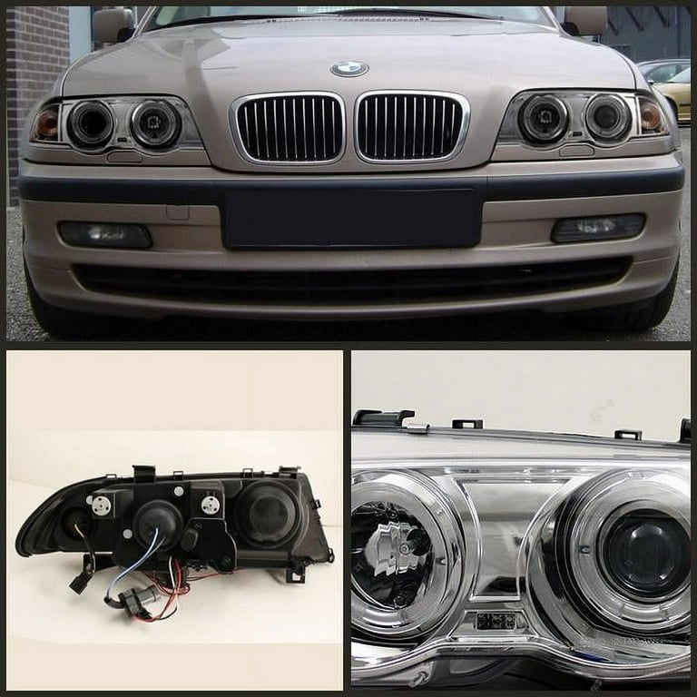 For 99-01 BMW 323i E46 4dr. Sonar Halo Projector Headlights  YD-PRO-BMWE46-4D-HL-AM-C