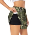 thumbnail image 3 of Lsque Green Skulls Printed Women's Running Shorts with Liner Pockets,Elastic Quick Dry Workout Athletic Gym Yoga Shorts,Womens High Waist Shorts-Small, 3 of 9