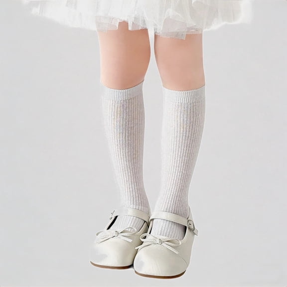Krdevn Breathable Girls Socks Double Needle Knit Long Tube Crew Socks for Kids Soft Comfortable Everyday Wear,3-5 Years