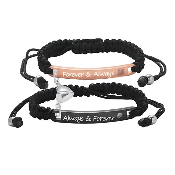 DESIGNICE 2026 New Matching Bracelets,Rose Quartz Friendship Bracelets, Black and Red Matching Bracelets for Couples,,AlwaysU0026Forever