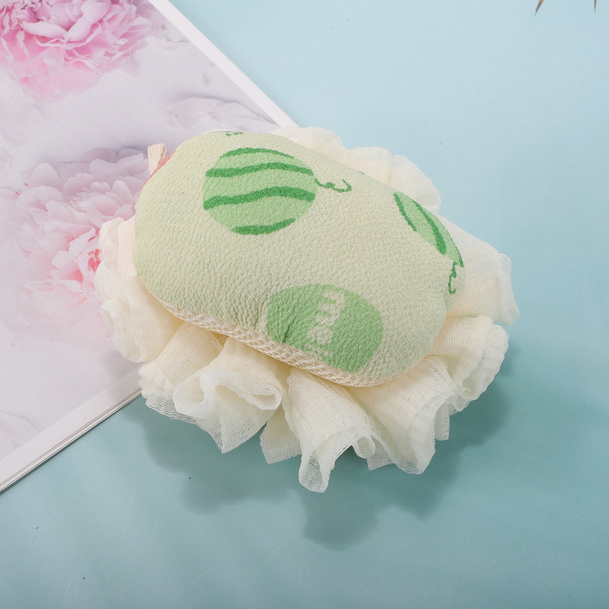 Unique Bargains Fruit Bath Sponge Body Scrubber 1 Pc Green