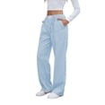 thumbnail image 3 of Pantalones Bóxer A Rayas para Mujer, de Algodón, para Estar en Casa, Informales, A Cuadros, Estilo Y2K, con Bolsillos Azul L, 3 of 9