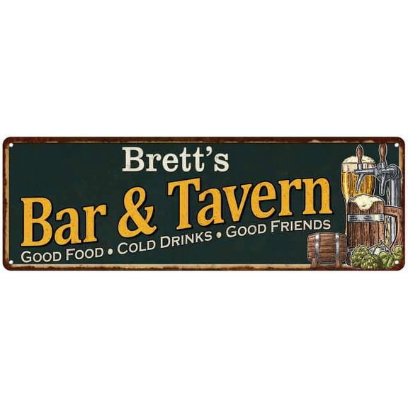 Brett's Bar and Tavern Sign Green Man Cave 6x18 106180003131