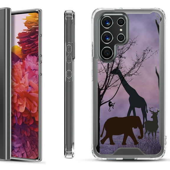 Shockproof Bumper Phone Case for Samsung Galaxy S22 Ultra 5G, by OneToughShield ® - Twilight Safari