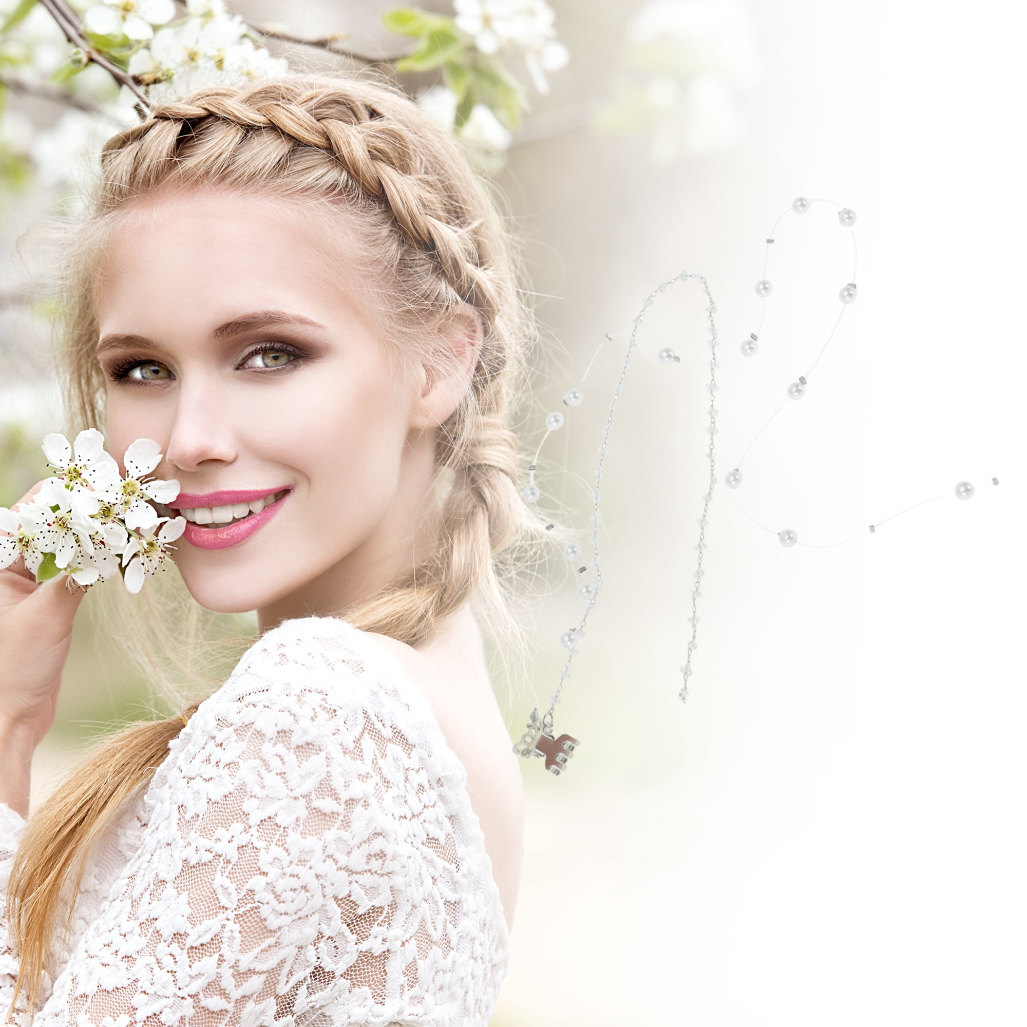 Unique Bargains Butterfly Faux Pearl Braided Hair Chain 1Pc