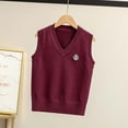 thumbnail image 2 of Gubotare Toddler Knit Vest Baby Boys Vest Thermal Warm Cotton Breathable Knit Sleeveless Sweater Size 15-17 (Wine,15-17 Years), 2 of 4
