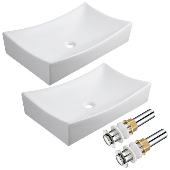 Aquaterior 2 Pack Rectangle Porcelain Above Counter Vessel Sink Ceramic Basin