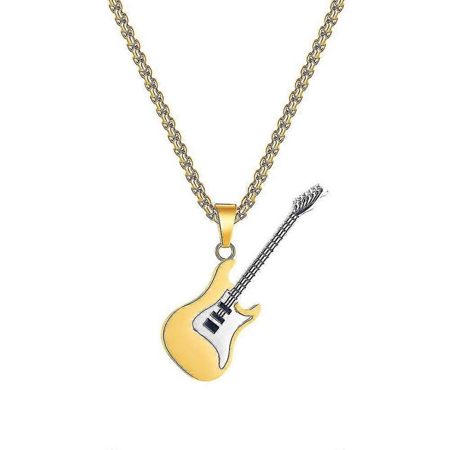 Collar con colgante de guitarra estilo punk estilo hip hop para hombre y mujer, regalo de joyería, 9A
