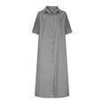 thumbnail image 4 of Gspmoly Robes d'Été, Robe Grande Taille pour Femmes à Col en V, Robes d'Été Décontractées avec Poche, Manches Courtes Jusqu'au Genou avec Poches, Robes de Soirée pour Femmes en Liquidation, 4 of 6