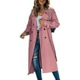 thumbnail image 6 of Womens Fall Fashion Cardigan Double Breasted Trench Coat Jacket Windproof Classic Lapel Belted Overcoat with Pocket, 6 of 7