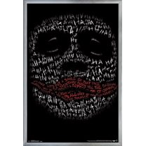 DC Comics Movie - The Dark Knight - The Joker Face In Text Wall Poster, 22.375" x 34", Framed